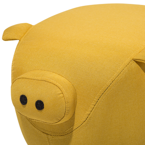Sgabello per bambini Animale Maialino in tessuto giallo Gambe in legno Poggiapiedi per scuola materna