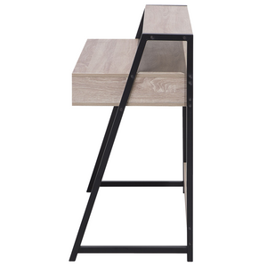 Scrivania da Ufficio in Legno Chiaro e Nero 100 x 46 cm Cassetto Scaffale Scandinavo