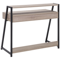 Scrivania da Ufficio in Legno Chiaro e Nero 100 x 46 cm Cassetto Scaffale Scandinavo