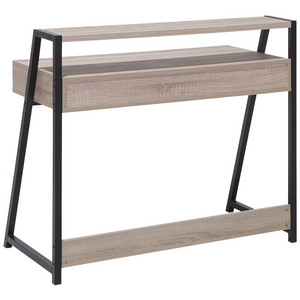 Scrivania da Ufficio in Legno Chiaro e Nero 100 x 46 cm Cassetto Scaffale Scandinavo