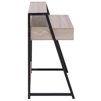 Scrivania da Ufficio in Legno Chiaro e Nero 100 x 46 cm Cassetto Scaffale Scandinavo