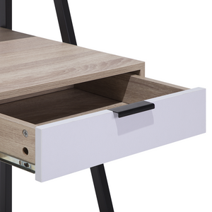 Scrivania da Ufficio in Legno Chiaro e Nero 100 x 46 cm Cassetto Scaffale Scandinavo