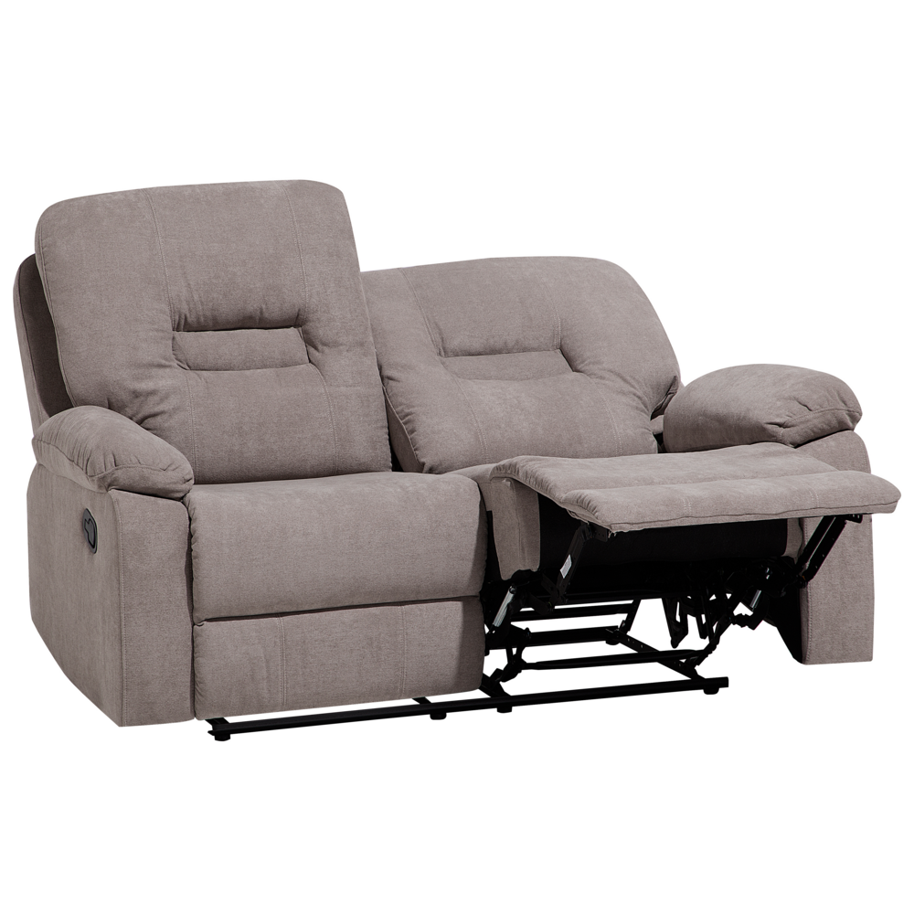 Divano reclinabile Beige Taupe 2 posti Schienale e poggiapiedi regolabili manualmente