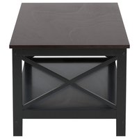 Tavolino da caffè Nero 100 x 55 cm 2 ripiani rettangolare da tavolo in stile moderno