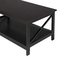 Tavolino da caffè Nero 100 x 55 cm 2 ripiani rettangolare da tavolo in stile moderno