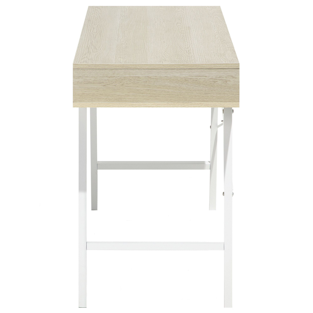 Scrivania da Ufficio Legno Chiaro e Bianco 120 x 48 cm 2 Cassetti Scandinavo