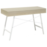 Scrivania da Ufficio Legno Chiaro e Bianco 120 x 48 cm 2 Cassetti Scandinavo