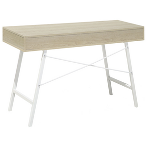 Scrivania da Ufficio Legno Chiaro e Bianco 120 x 48 cm 2 Cassetti Scandinavo