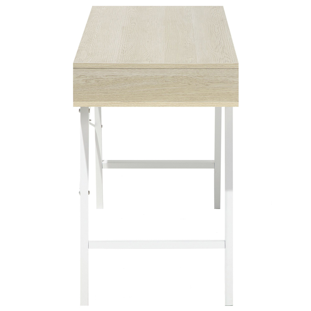 Scrivania da Ufficio Legno Chiaro e Bianco 120 x 48 cm 2 Cassetti Scandinavo