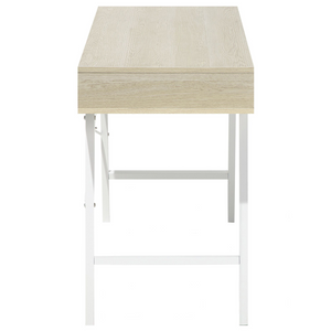 Scrivania da Ufficio Legno Chiaro e Bianco 120 x 48 cm 2 Cassetti Scandinavo