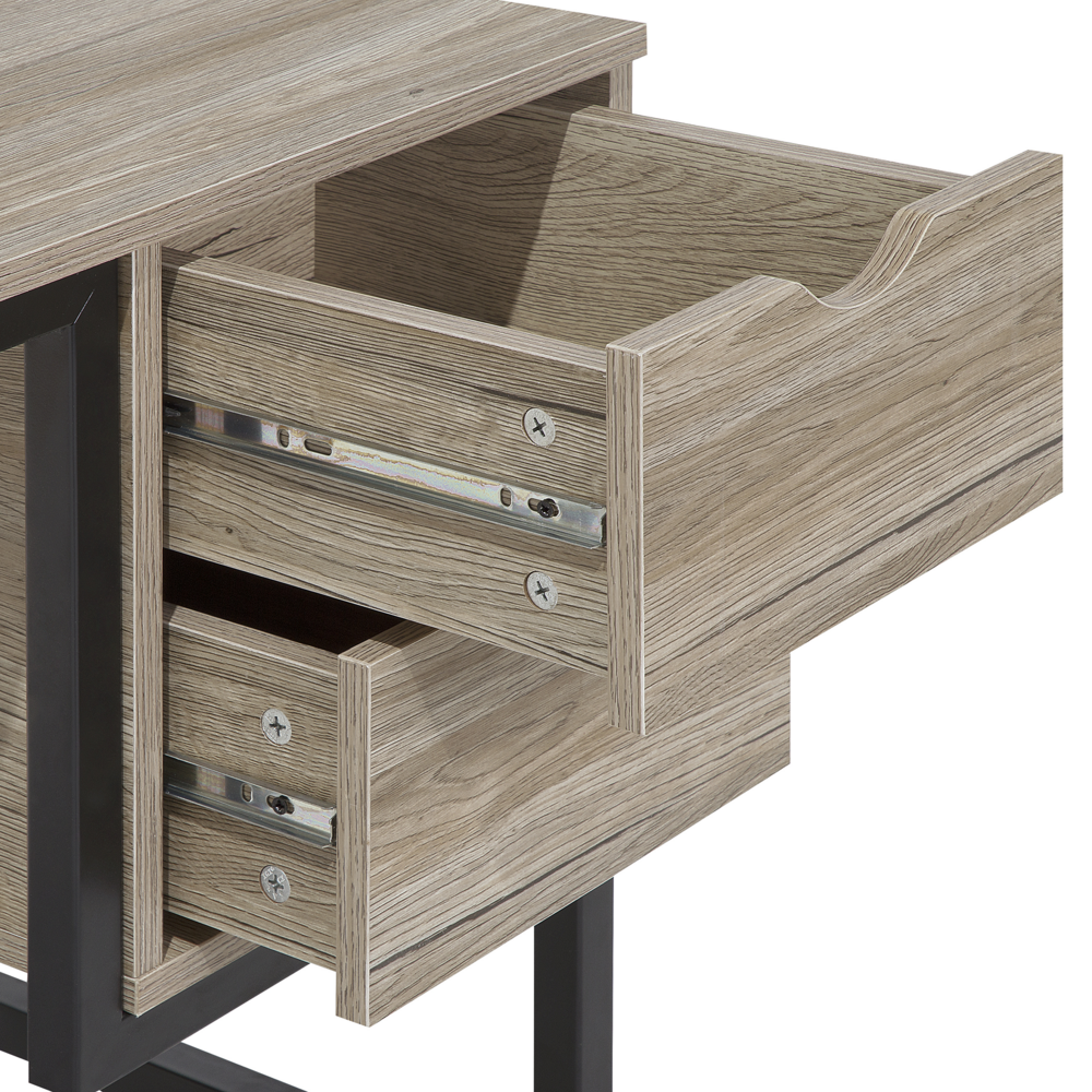 Scrivania da Ufficio Legno Scuro e Nera 120 x 48 cm 2 Cassetti Industrial