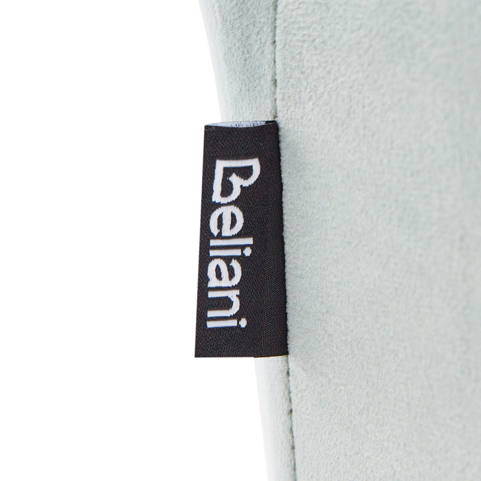 Set di 2 sedie da pranzo con sedile imbottito in velluto verde menta con braccioli e gambe in metallo Nero