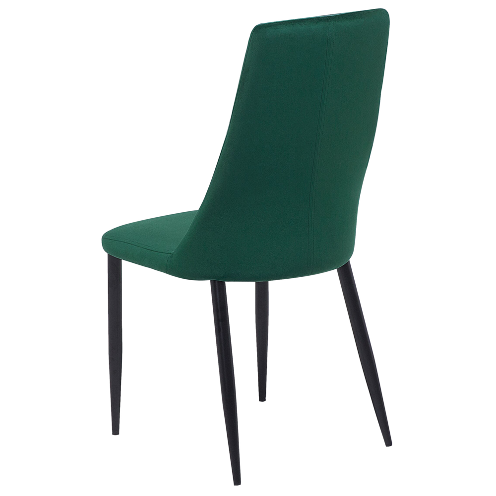 Set di 2 sedie da pranzo con sedile imbottito in velluto verde e metallo nero con schienale alto