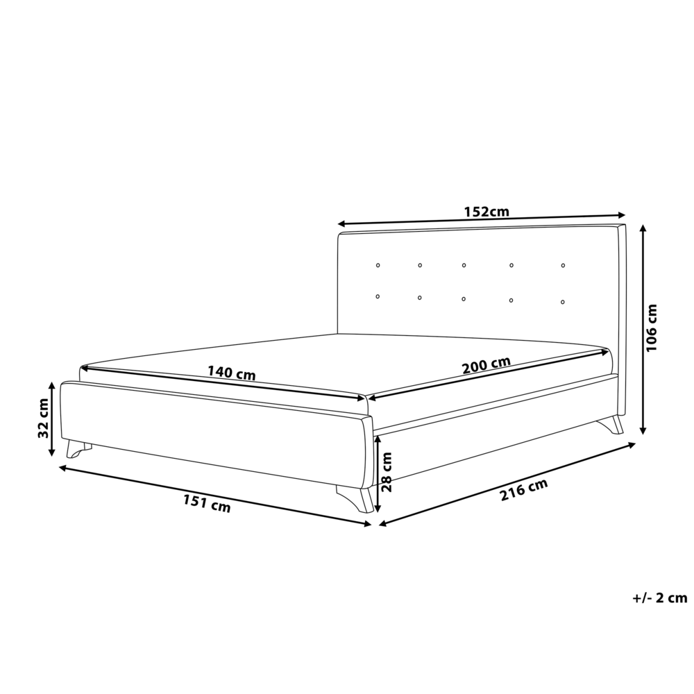 Letto Matrimoniale in Tessuto Beige Testiera Trapuntata 140 x 200 cm