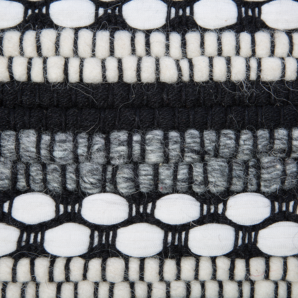 Pouf Bianco e Nero Cotone e Lana Intrecciato Macramè Boho Rustico