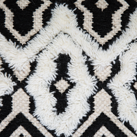 Pouf di colore Bianco e Nero Lana Cotone 45 x 45 cm Forma Quadrata in stile Boho