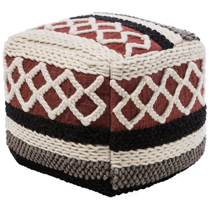 Pouf Multicolore in cotone intrecciato macramè Boho Rustico soggiorno