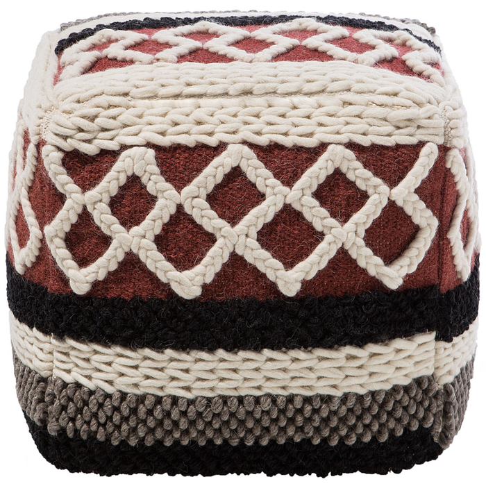Pouf Multicolore in cotone intrecciato macramè Boho Rustico soggiorno