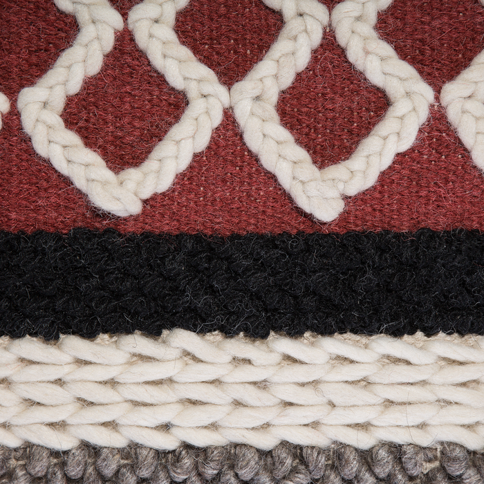 Pouf Multicolore in cotone intrecciato macramè Boho Rustico soggiorno