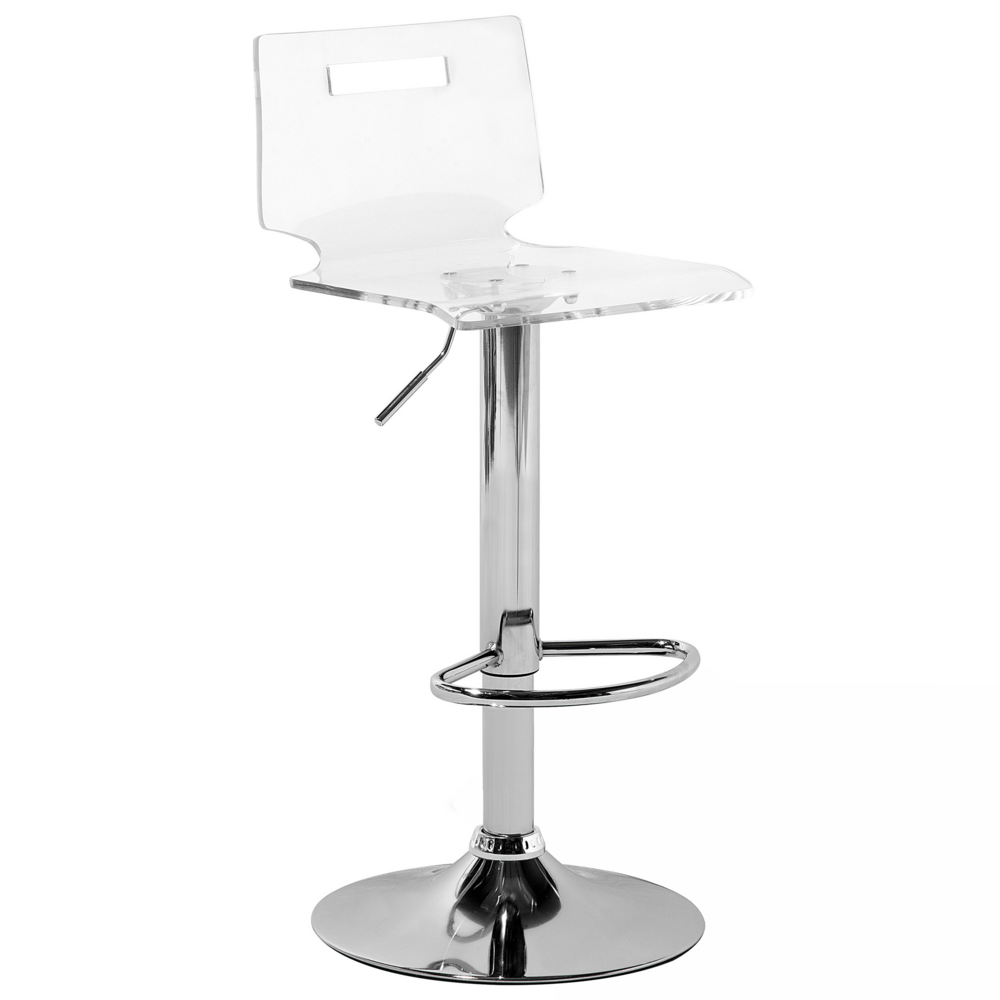 Set di 2 sgabelli da bar in acrilico trasparente girevole a gas regolabile in altezza moderno