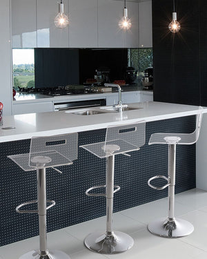 Set di 2 sgabelli da bar in acrilico trasparente girevole a gas regolabile in altezza moderno