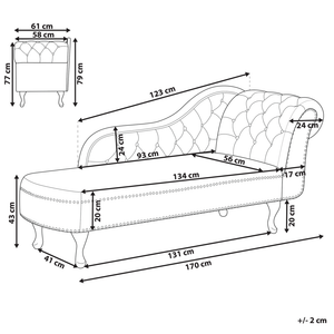 Chaise longue marrone versione destra in finta pelle scamosciata abbottonata