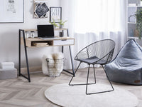 Scrivania da Ufficio in Legno Chiaro e Nero 100 x 46 cm Cassetto Scaffale Scandinavo