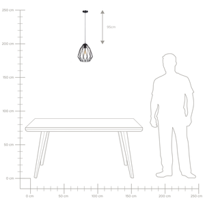 Lampada a 1 Luce con Paralume in Filo Metallico Nero Traforato