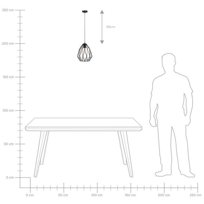 Lampada a 1 Luce con Paralume in Filo Metallico Nero Traforato