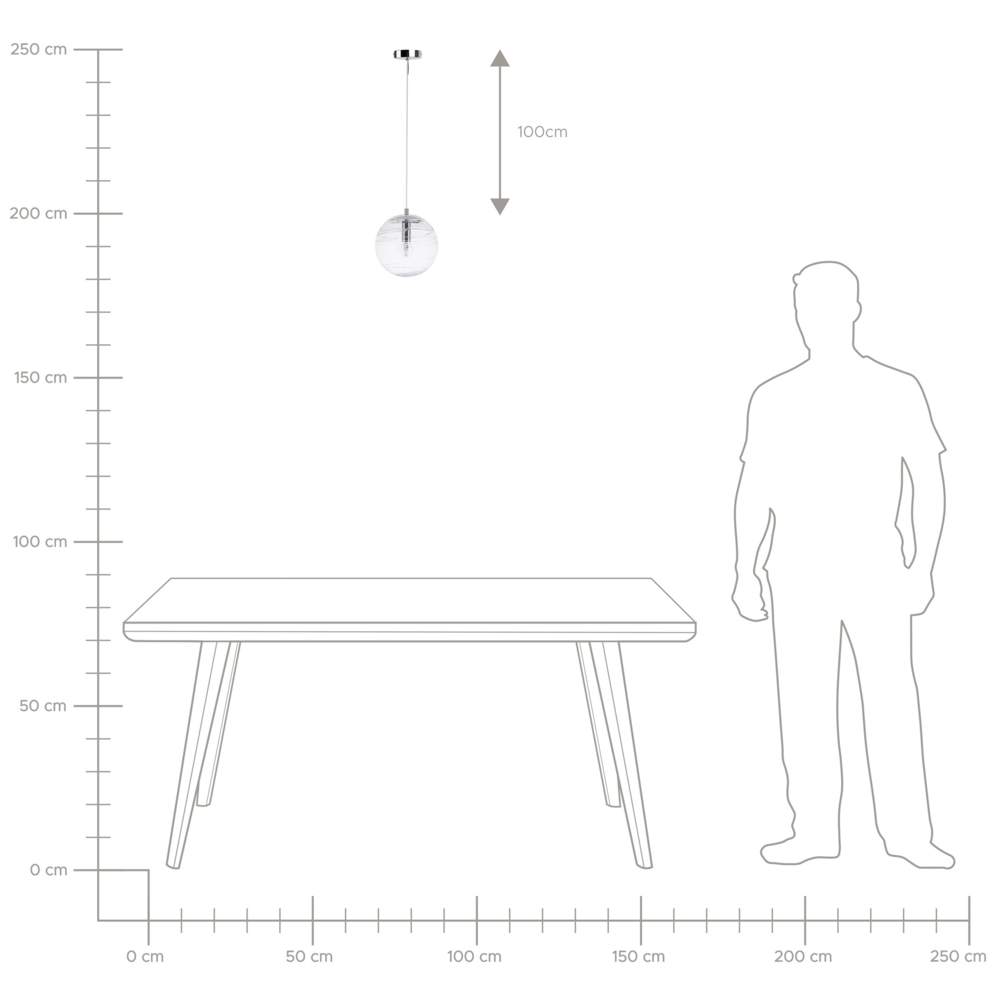 Lampada a Sospensione lampadario a Globo Moderno in Vetro Trasparente