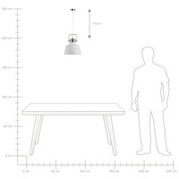 Lampada da Soffitto in Metallo Bianco 179 cm Lampada a Sospensione Paralume Industriale
