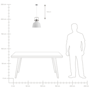Lampada da Soffitto in Metallo Bianco 179 cm Lampada a Sospensione Paralume Industriale