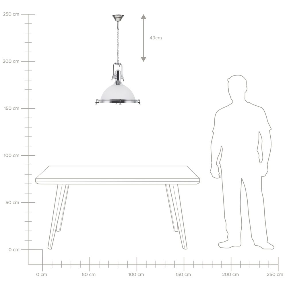 Lampada a Sospensione in Vetro Bianco Argento Illuminazione Industrial