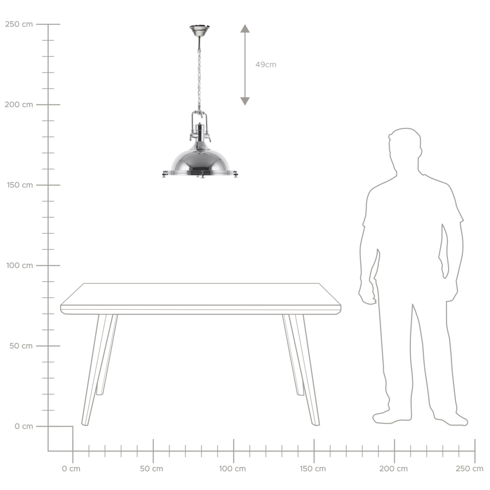 Lampada a Sospensione in Metallo Argento Cromato Task Illuminazione Industrial
