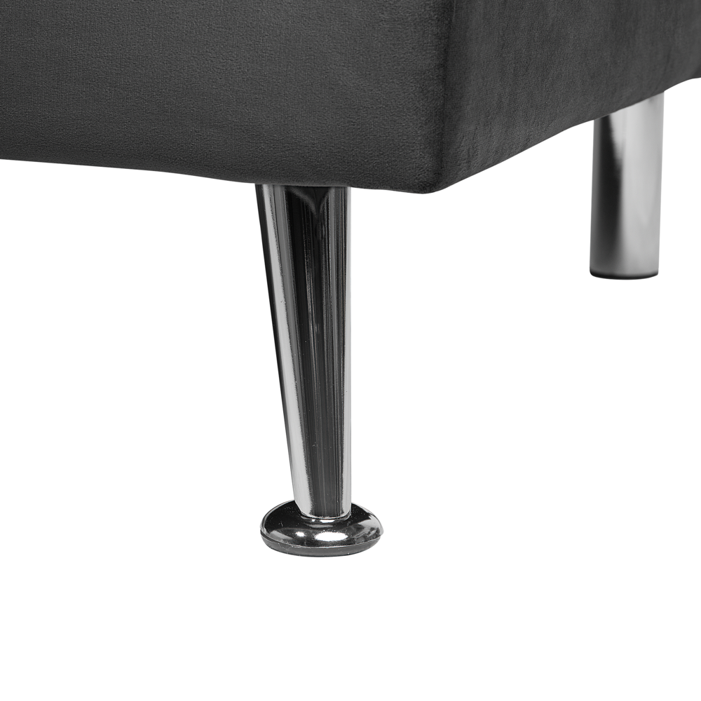 Divano Letto Grigio A 3 Posti Imbottito Trapuntato Gambe In Metallo Click Clack