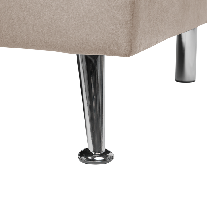 Divano Letto Beige 3 Posti Imbottito Trapuntato Gambe In Metallo Click Clack