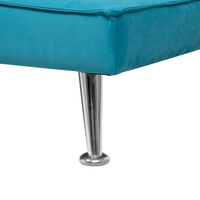 Divano Letto Blu 3 Posti Imbottito Trapuntato Gambe In Metallo Click Clack