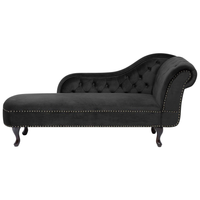 Chaise longue Nero versione destra Velluto abbottonato testa chiodata
