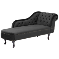 Chaise longue Nero versione destra Velluto abbottonato testa chiodata