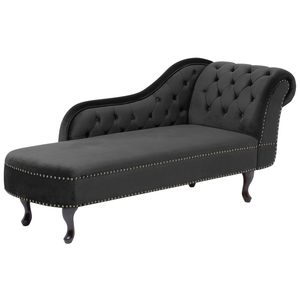 Chaise longue Nero versione destra Velluto abbottonato testa chiodata
