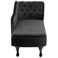 Chaise longue Nero versione destra Velluto abbottonato testa chiodata