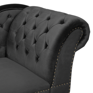 Chaise longue Nero versione destra Velluto abbottonato testa chiodata