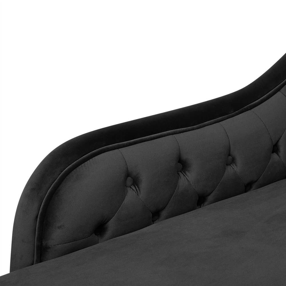 Chaise longue Nero versione destra Velluto abbottonato testa chiodata