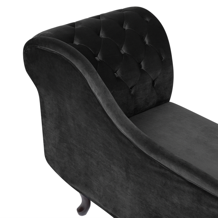 Chaise longue Nero versione destra Velluto abbottonato testa chiodata