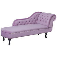 Chaise Longue in Velluto color Viola Versione Destra Stile Chesterfield con bottoni