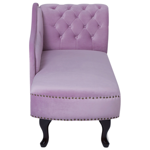 Chaise Longue in Velluto color Viola Versione Destra Stile Chesterfield con bottoni