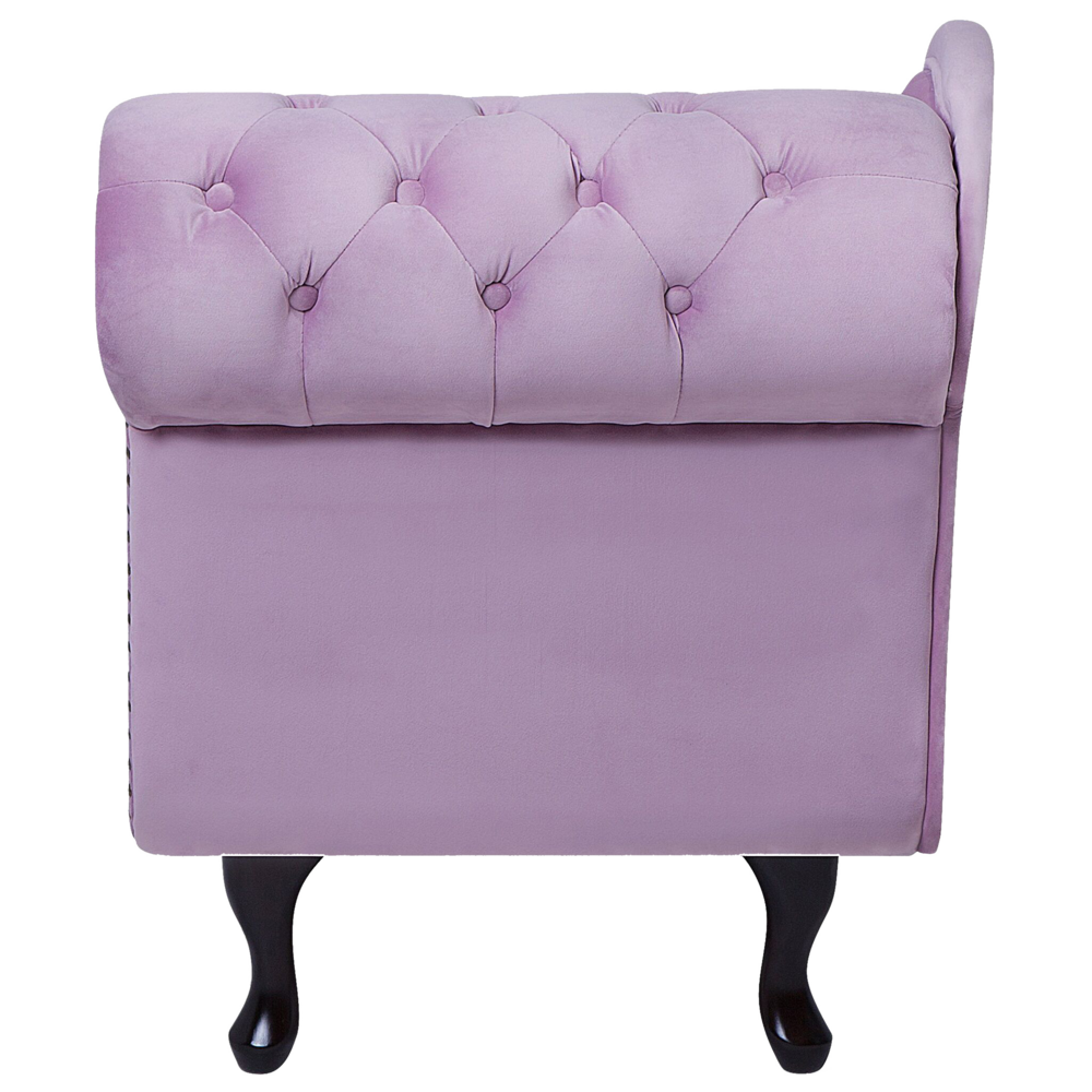Chaise Longue in Velluto color Viola Versione Destra Stile Chesterfield con bottoni