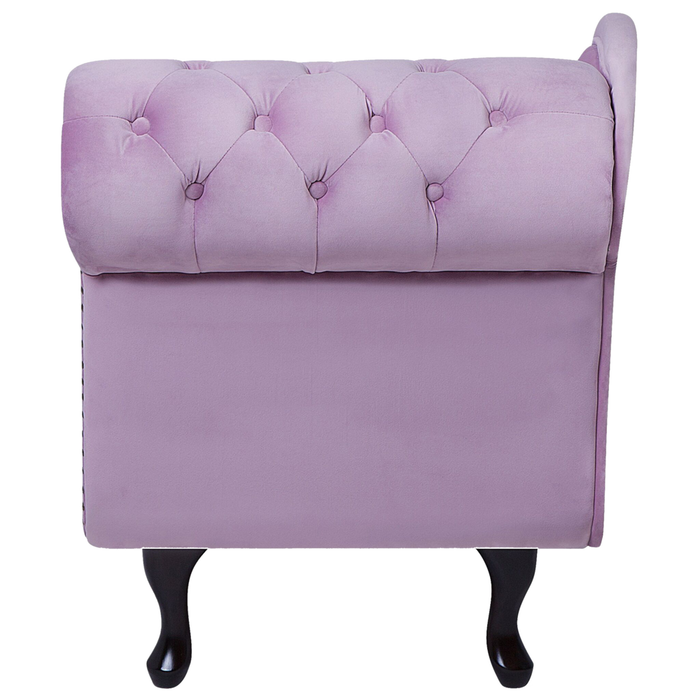 Chaise Longue in Velluto color Viola Versione Destra Stile Chesterfield con bottoni