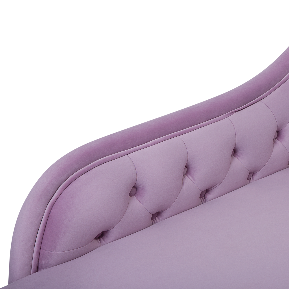 Chaise Longue in Velluto color Viola Versione Destra Stile Chesterfield con bottoni
