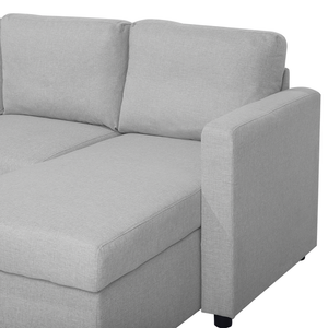 Divano letto ad angolo in tessuto grigio chiaro Soggiorno moderno a forma di U a 5 posti con chaise longue contenitore